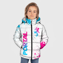 Куртка зимняя для мальчика Portal neon gradient style вертикально, цвет: 3D-черный — фото 2