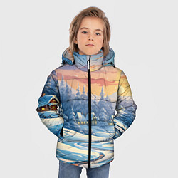 Куртка зимняя для мальчика Новогодний пейзаж зимний, цвет: 3D-светло-серый — фото 2