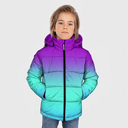 Куртка зимняя для мальчика Фиолетовый бирюзовый голубой неоновый градиент, цвет: 3D-светло-серый — фото 2