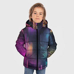 Куртка зимняя для мальчика Цветные пиксели retro, цвет: 3D-красный — фото 2