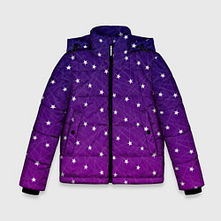 Куртка зимняя для мальчика Звёзды на сиреневом, цвет: 3D-красный