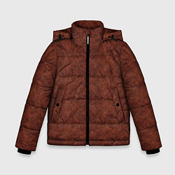 Куртка зимняя для мальчика Красно-коричневый имитация меха, цвет: 3D-черный