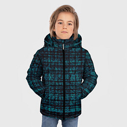 Куртка зимняя для мальчика Имитация ткани бирюзовый, цвет: 3D-черный — фото 2