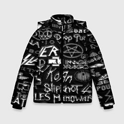 Зимняя куртка для мальчика Логотипы рок групп металические
