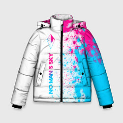 Куртка зимняя для мальчика No Mans Sky neon gradient style по-вертикали, цвет: 3D-черный
