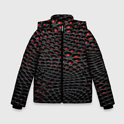 Куртка зимняя для мальчика Узор на чёрно красном карбоновом фоне, цвет: 3D-черный