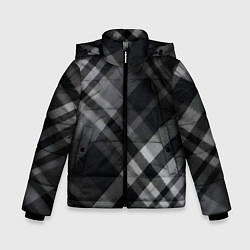 Зимняя куртка для мальчика Черно-белая диагональная клетка в шотландском стил
