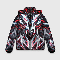 Куртка зимняя для мальчика Неоновый красный кибер череп, цвет: 3D-черный