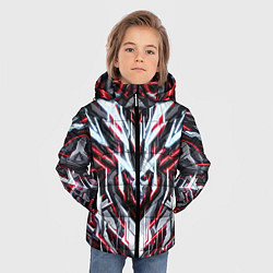 Куртка зимняя для мальчика Неоновый красный кибер череп, цвет: 3D-черный — фото 2