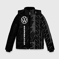 Куртка зимняя для мальчика Volkswagen speed на темном фоне со следами шин по-, цвет: 3D-черный
