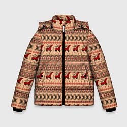 Куртка зимняя для мальчика Мезенские олени, цвет: 3D-черный