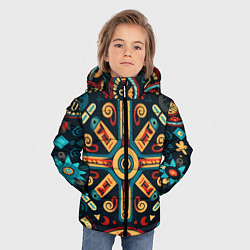 Куртка зимняя для мальчика Симметричный орнамент в славянском стиле, цвет: 3D-светло-серый — фото 2