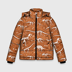 Куртка зимняя для мальчика Скелеты динозавров, цвет: 3D-черный