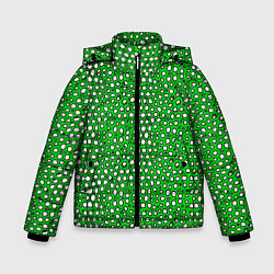 Куртка зимняя для мальчика Белые пузырьки на зелёном фоне, цвет: 3D-черный