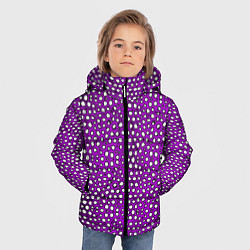 Куртка зимняя для мальчика Белые пузырьки на фиолетовом фоне, цвет: 3D-черный — фото 2
