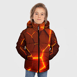 Куртка зимняя для мальчика Плиты абстрактные огненные, цвет: 3D-черный — фото 2