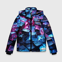 Куртка зимняя для мальчика Стеклянные прозрачные камушки, цвет: 3D-черный