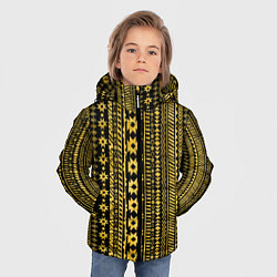 Куртка зимняя для мальчика Африканские узоры жёлтый на чёрном, цвет: 3D-черный — фото 2