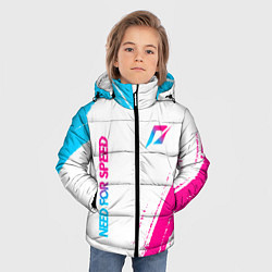 Куртка зимняя для мальчика Need for Speed neon gradient style вертикально, цвет: 3D-черный — фото 2