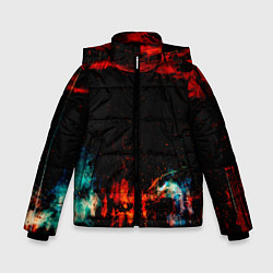 Куртка зимняя для мальчика Красные облака, цвет: 3D-черный