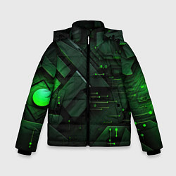 Куртка зимняя для мальчика Пространственные узоры зелени, цвет: 3D-красный