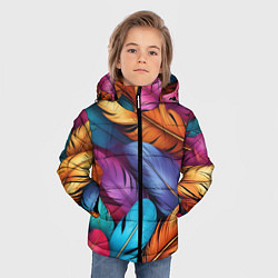 Куртка зимняя для мальчика Перья паттерн - нейросеть, цвет: 3D-черный — фото 2