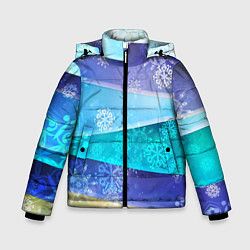 Куртка зимняя для мальчика Абстрактный синий волнистый фон со снежинками, цвет: 3D-красный