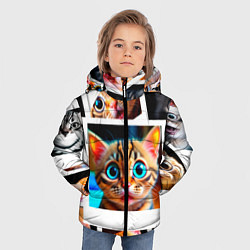 Куртка зимняя для мальчика Котики фото, цвет: 3D-черный — фото 2
