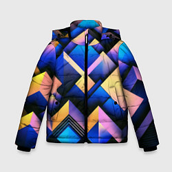 Куртка зимняя для мальчика Неоновые абстрактные горы, цвет: 3D-черный