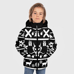 Куртка зимняя для мальчика Новогодняя ёлка олень и дракон, цвет: 3D-черный — фото 2