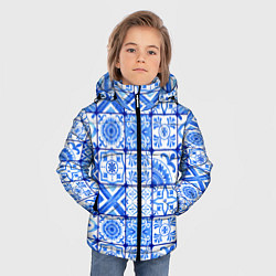 Куртка зимняя для мальчика Голубая плитка из кухни, цвет: 3D-красный — фото 2