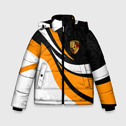 Куртка зимняя для мальчика Porsche - Оранжевая абстракция, цвет: 3D-светло-серый