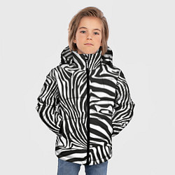 Куртка зимняя для мальчика Шкура зебры черно - белая графика, цвет: 3D-красный — фото 2