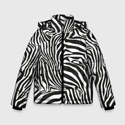 Куртка зимняя для мальчика Шкура зебры черно - белая графика, цвет: 3D-черный
