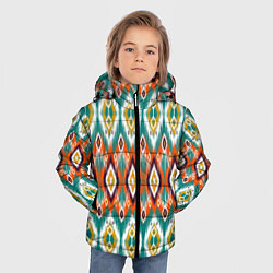 Куртка зимняя для мальчика Орнамент икат - имитация аткласной ткани, цвет: 3D-светло-серый — фото 2