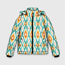 Куртка зимняя для мальчика Геометрический узор икат - орнамент народов узбеки, цвет: 3D-светло-серый