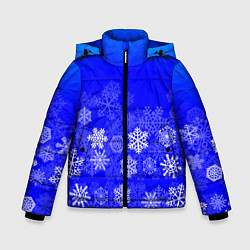 Куртка зимняя для мальчика Снежинки на синем, цвет: 3D-светло-серый