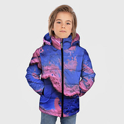 Куртка зимняя для мальчика Розовая пена на синей краске, цвет: 3D-черный — фото 2