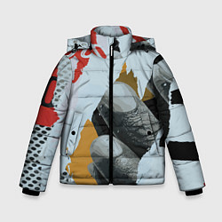 Куртка зимняя для мальчика Бунтарский хаос, цвет: 3D-светло-серый