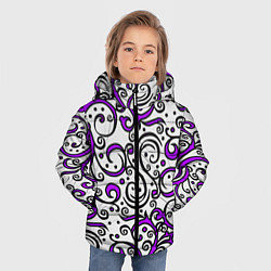 Куртка зимняя для мальчика Фиолетовые кружевные узоры, цвет: 3D-черный — фото 2