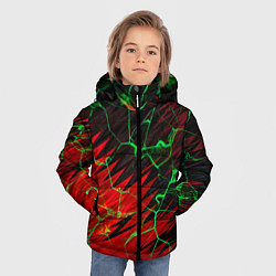 Куртка зимняя для мальчика Зелёные трещины узоры, цвет: 3D-красный — фото 2