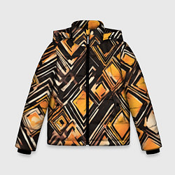 Куртка зимняя для мальчика Жёлтые ромбы и линии, цвет: 3D-светло-серый