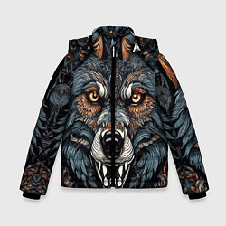 Куртка зимняя для мальчика Дикий волк с узорами, цвет: 3D-черный