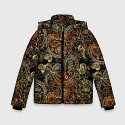 Куртка зимняя для мальчика Золотые узоры пейсли, цвет: 3D-светло-серый