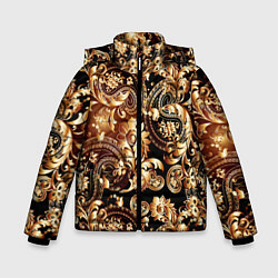 Куртка зимняя для мальчика Пейсли золотые узоры, цвет: 3D-черный