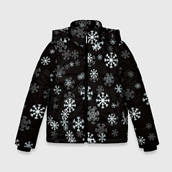 Зимняя куртка для мальчика Снежинки белые на черном