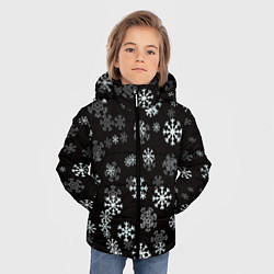 Куртка зимняя для мальчика Снежинки белые на черном, цвет: 3D-черный — фото 2