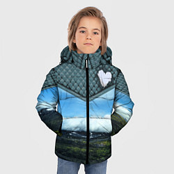 Куртка зимняя для мальчика Облачные сердца, цвет: 3D-светло-серый — фото 2