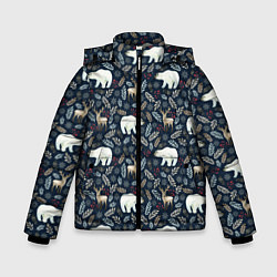 Зимняя куртка для мальчика Акварельные медведи и олени