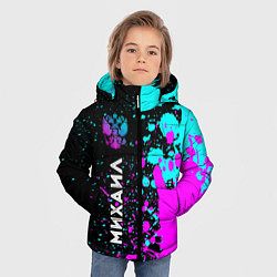 Куртка зимняя для мальчика Михаил и неоновый герб России по-вертикали, цвет: 3D-черный — фото 2